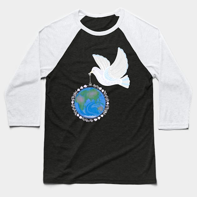 Peace Dove Baseball T-Shirt by Little Birdy Made